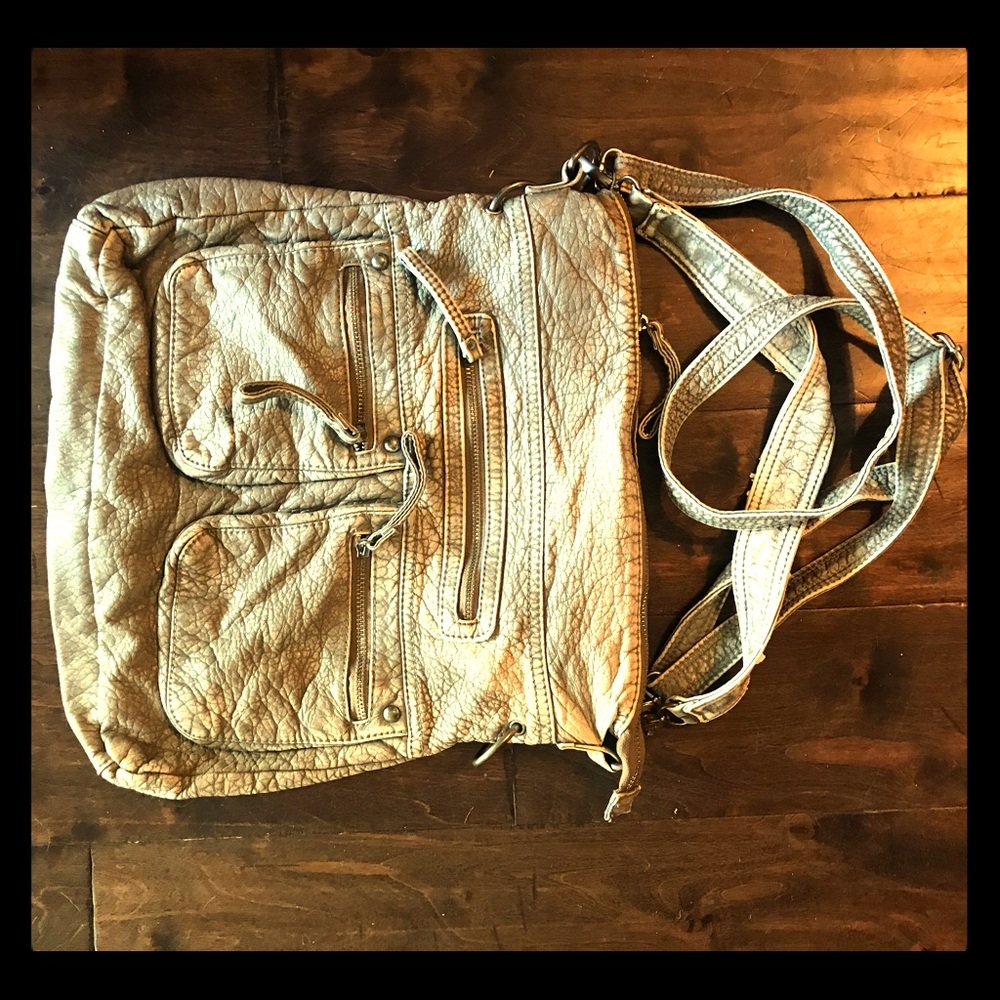 Grey leather (soft faux) purse